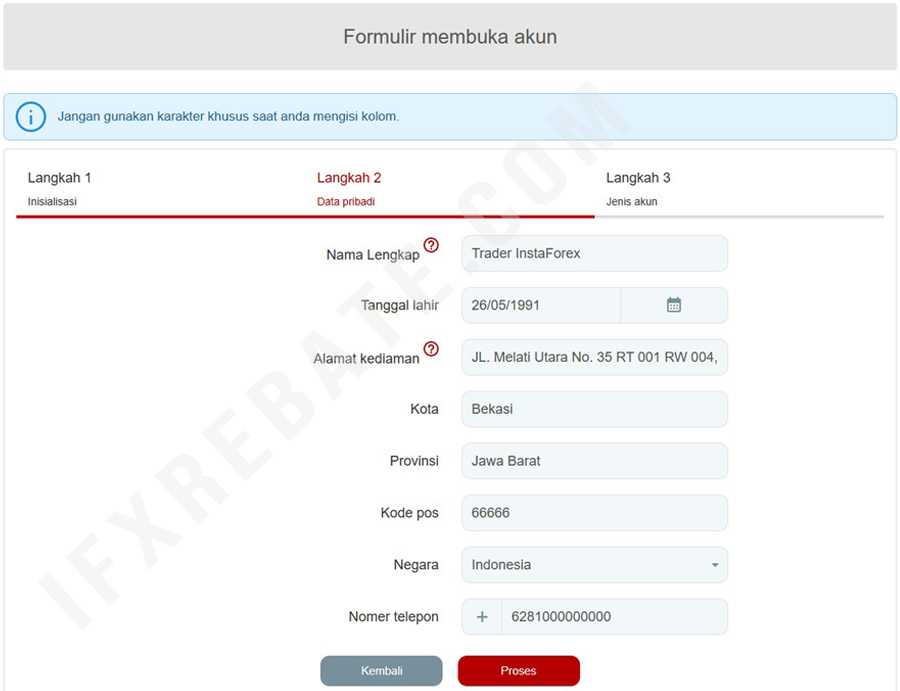 cara buka akun trading instaforex langkah 2