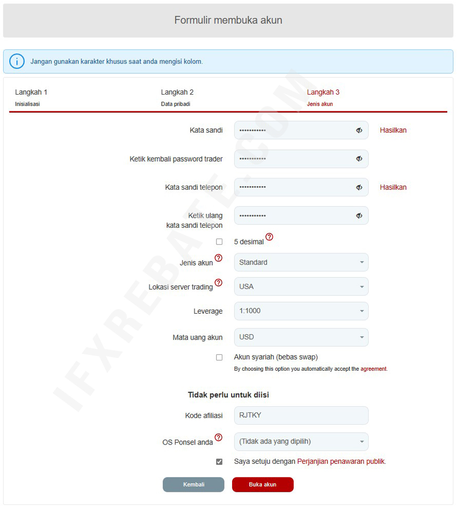 cara buka akun trading instaforex langkah 3